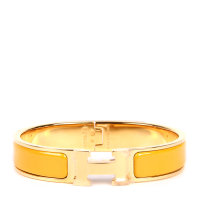 HERMES(爱马仕) 金色边框/黄色珐琅H扣手镯S#