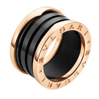 Bvlgari(宝格丽)  18K玫瑰金黑陶瓷戒指55#