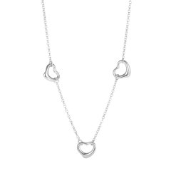 Tiffany & Co.(蒂芙尼) Elsa Peretti™ Open Heart 系列925银三连心形吊坠项链