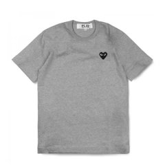 comme des garcons/川久保玲 cdg play男士灰色纯棉短袖t恤 小黑心款
