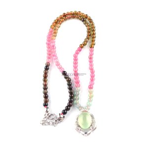 qi ta pinpai 其他品牌 精选纯天然碧玺项链 配天然葡萄石925纯银镶水钻吊坠 福石旺夫 女 附证书