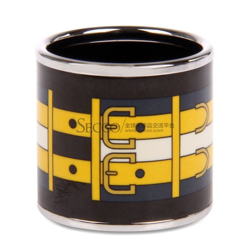 HERMES 爱马仕黑色珐琅腰带图案丝巾扣- He