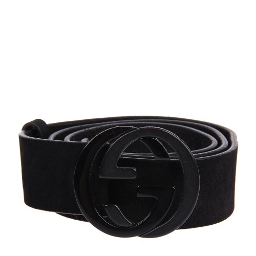 gucci(古驰) 黑色麂皮双g扣腰带90