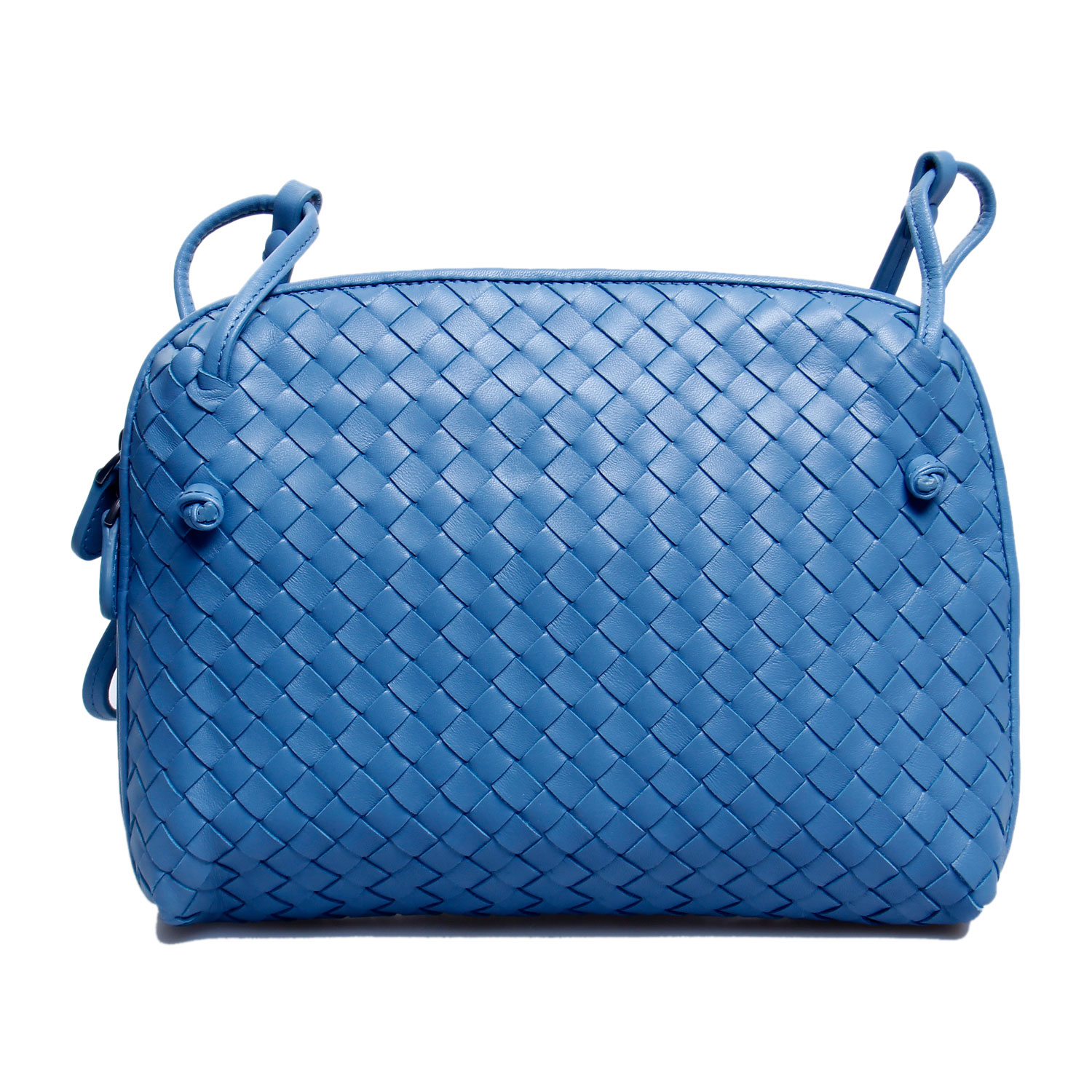 bottega veneta(葆蝶家)浅蓝色皮质编织单肩包