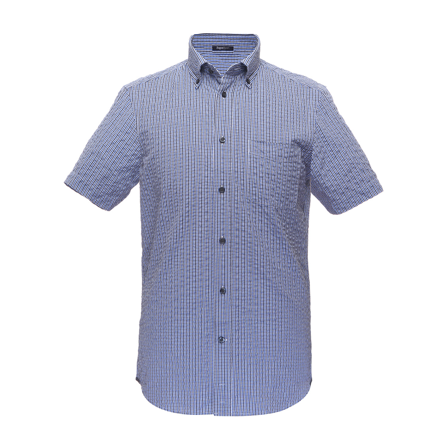 zegna sport/zegna sport 时尚休闲 运动系列 短袖 男士衬衫 蓝格色 m