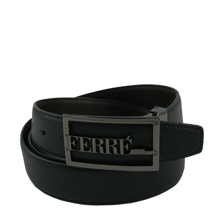 ferre 费雷 男士商务黑 棕色双面使用休闲牛皮皮带(可裁剪) 黑色 120