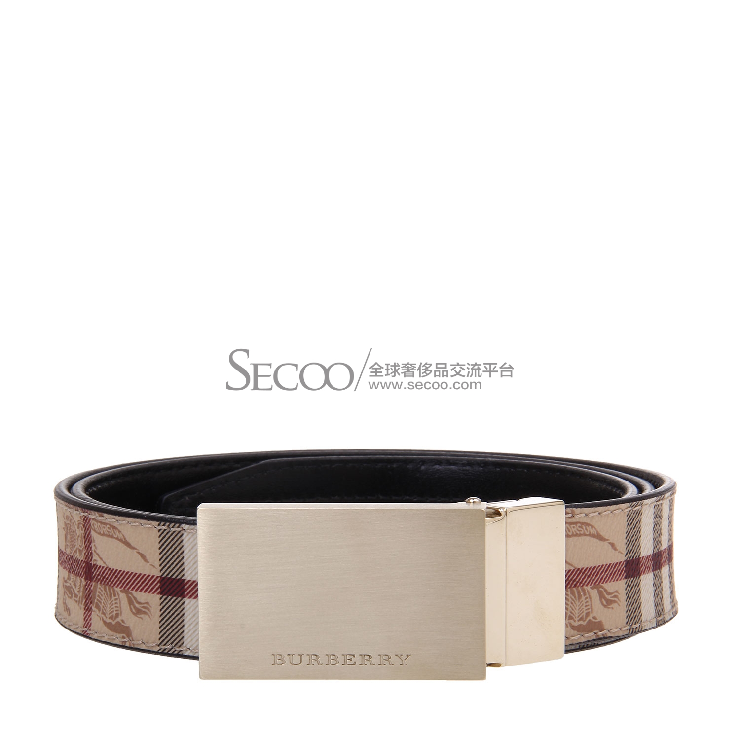 burberry(博柏利) 肩带骑士格纹金色拉丝扣腰带 95