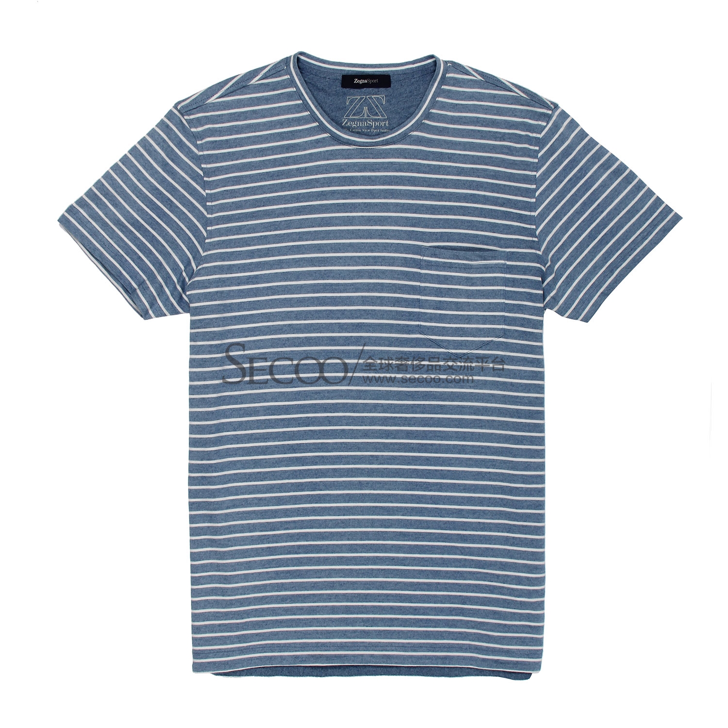 zegna(杰尼亚) sport蓝白横条纯棉短袖t恤m