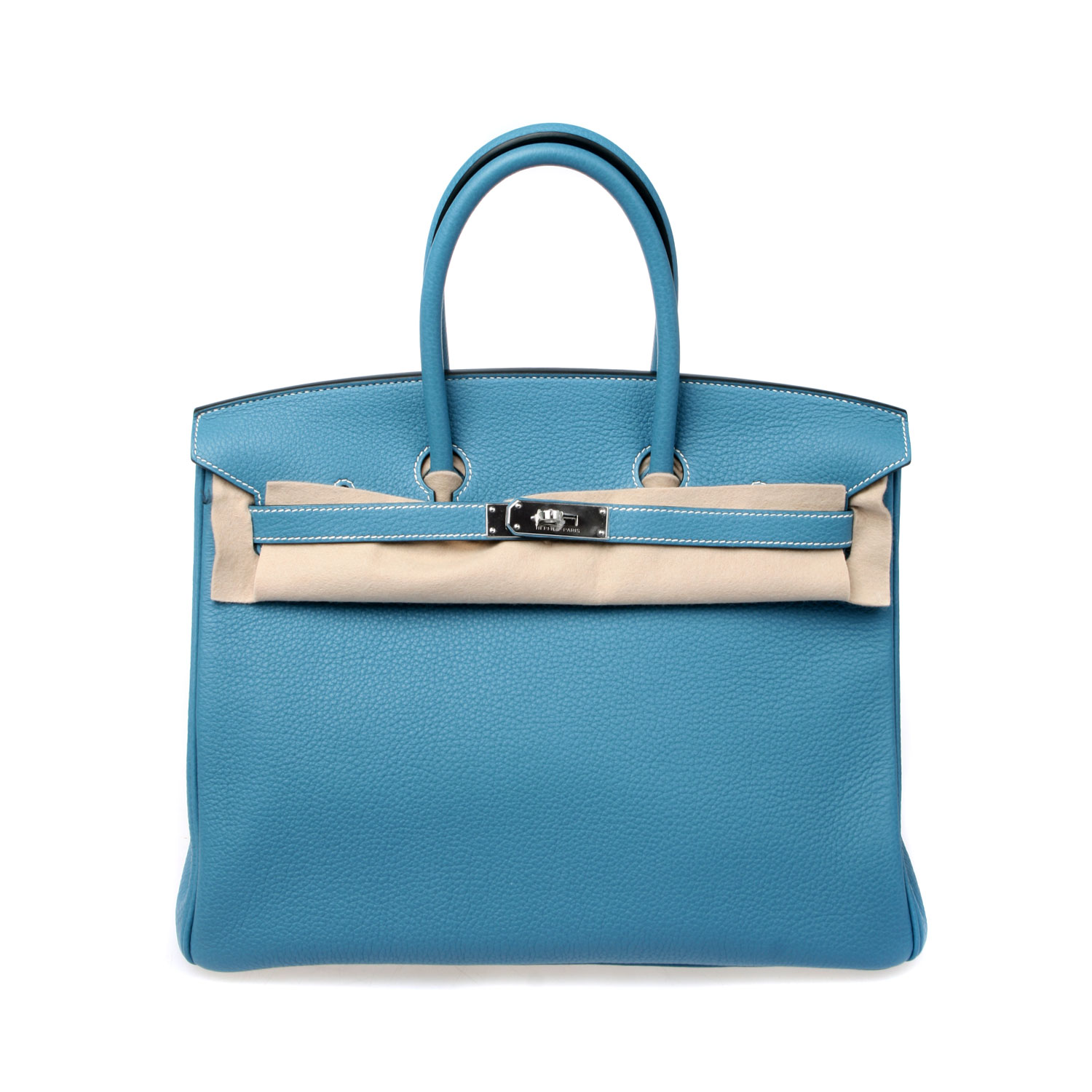 hermes(爱马仕)女士牛仔蓝色手提包 birkin 35cm 14nm