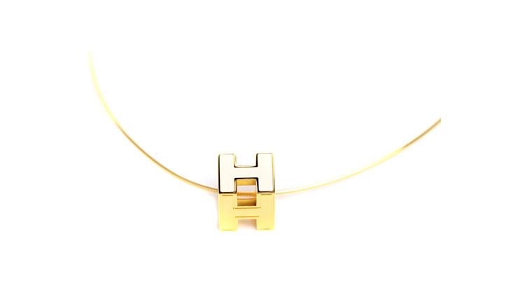 hermes(爱马仕)白色h金扣项链