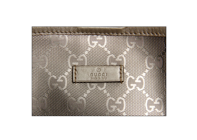 gucci(古驰)银色经典logo单肩包