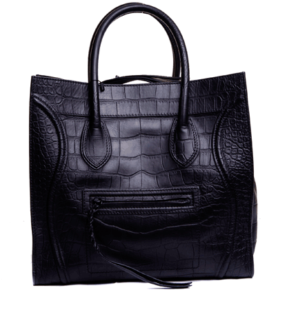 celine(赛琳)黑色鳄鱼纹皮质笑脸包