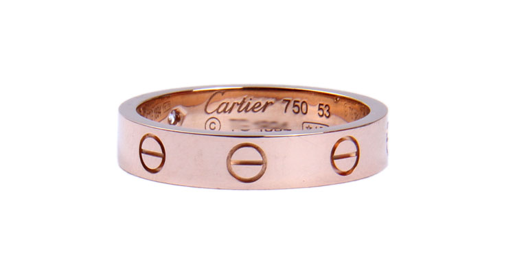 cartier(卡地亚)love系列单钻玫瑰金戒指53