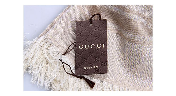 gucci(古驰)米色金丝围巾