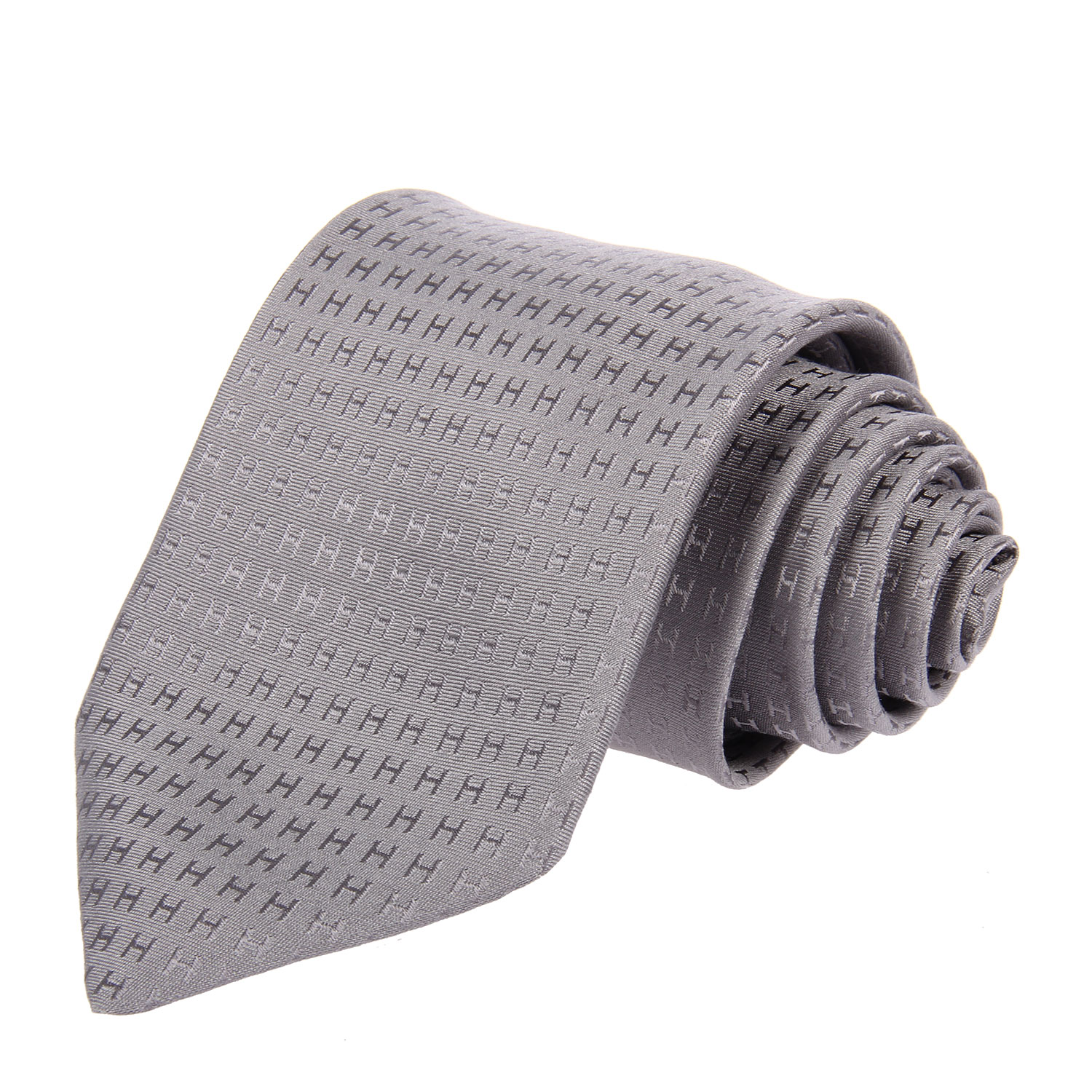 hermes(爱马仕) 灰色h logo领带