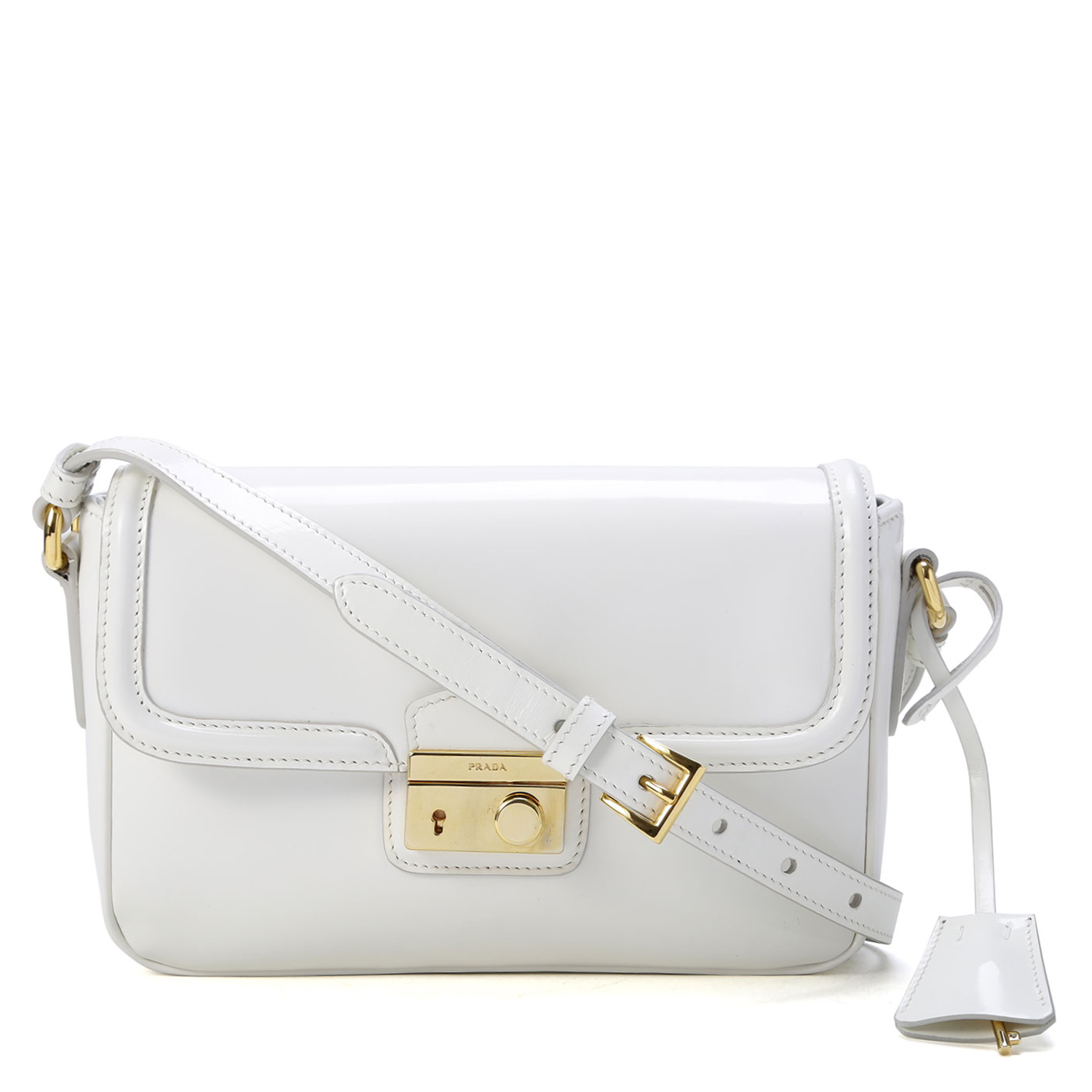 prada(普拉达) #奶白色皮质小号斜挎包