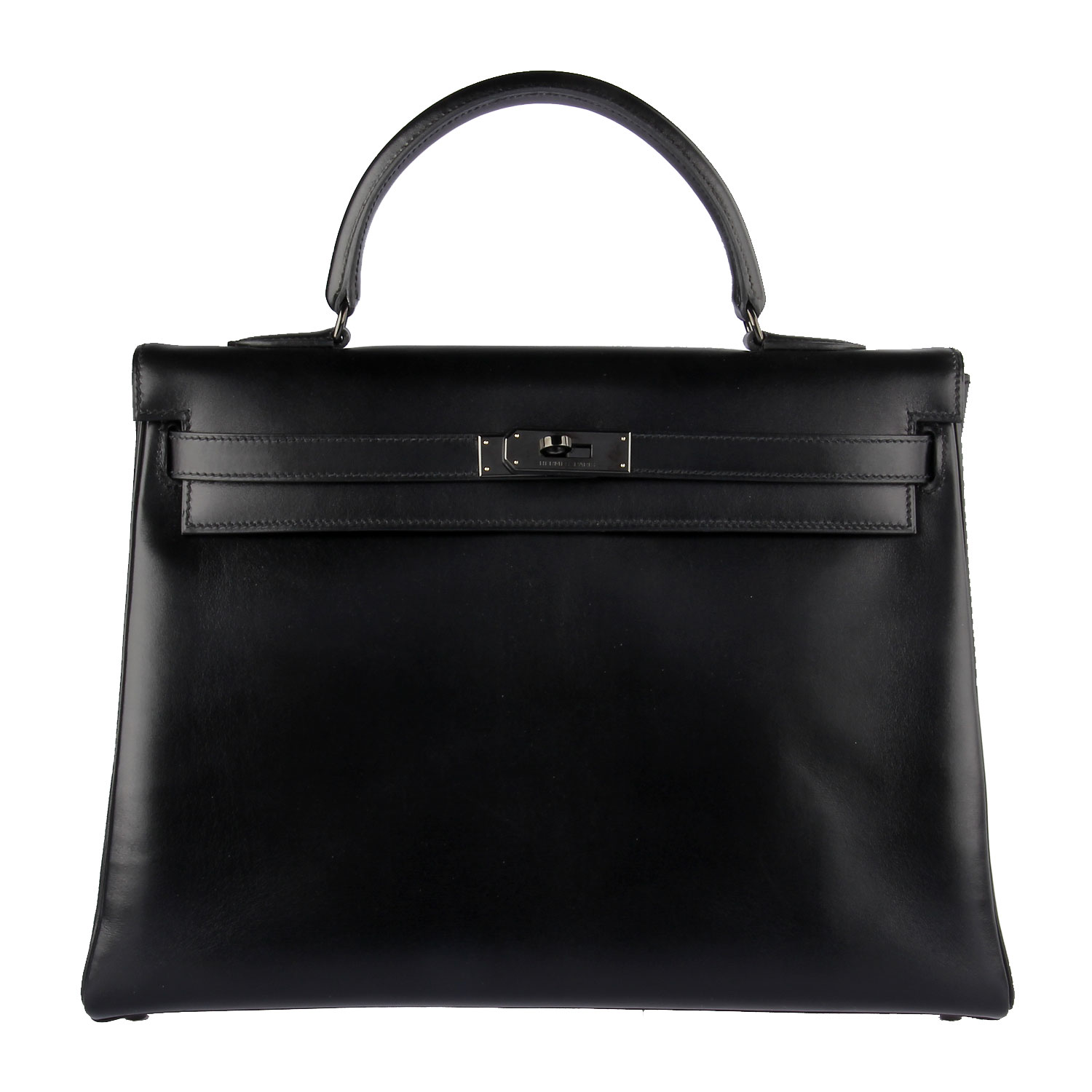 hermes(爱马仕)黑色皮质手提包