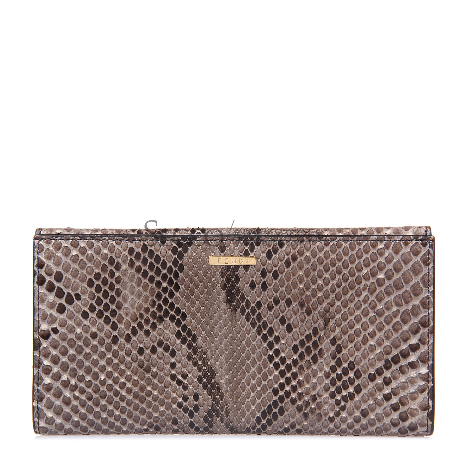 fendi(芬迪) 灰色蛇皮长款按扣钱夹