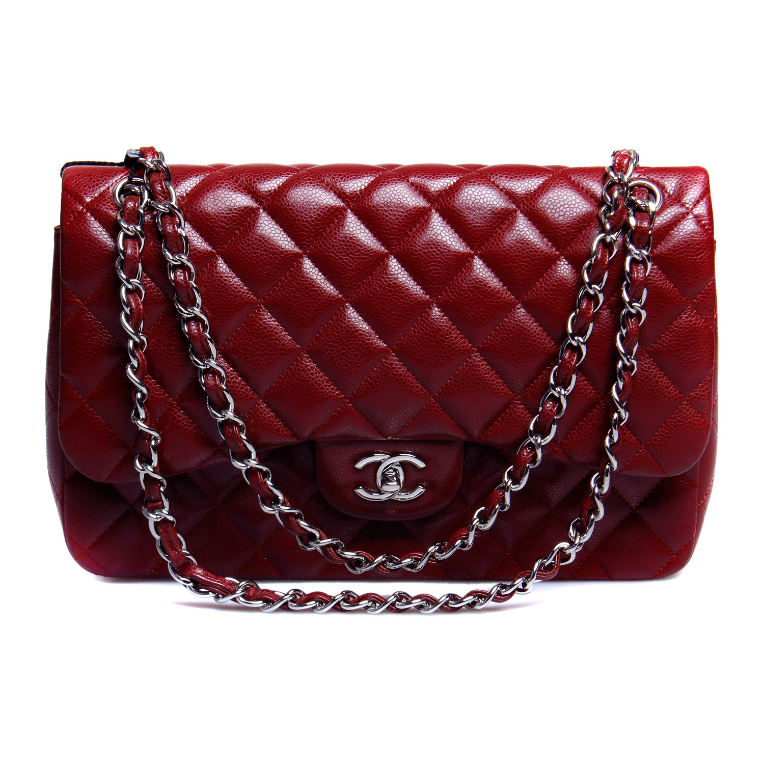 chanel(香奈儿)红色银链皮质单肩包