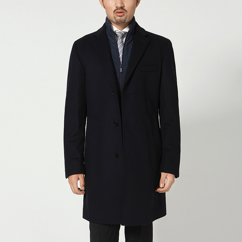 boss/雨果波士男士外套-蓝色羊毛商务经典大衣 蓝色 48【正品 价格