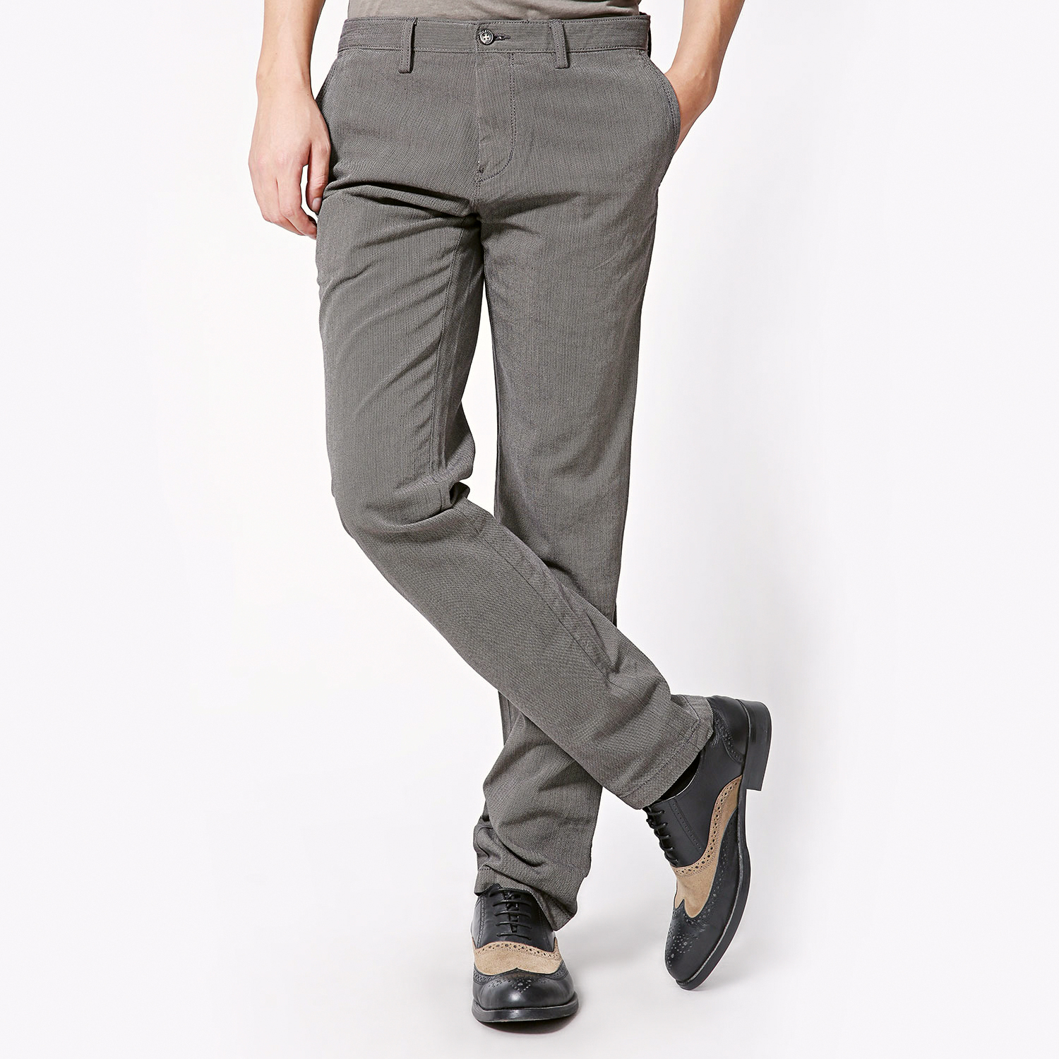 hugo boss/雨果波士男士裤子-男士黑牌灰色棉质经典休闲裤 灰色 48