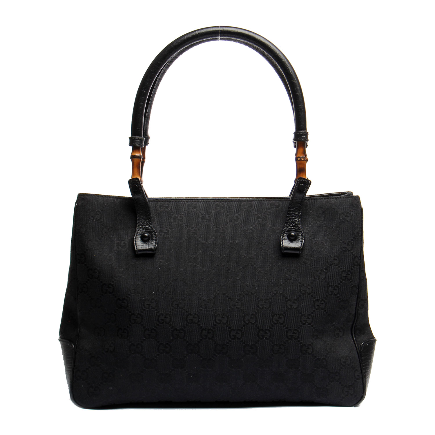 gucci(古琦)女士黑色经典logo帆布包