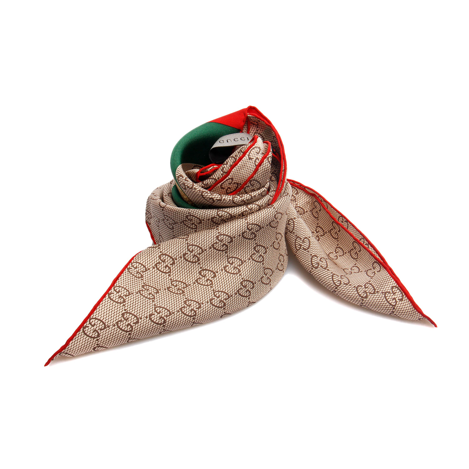 gucci浅棕色双g经典logo丝巾