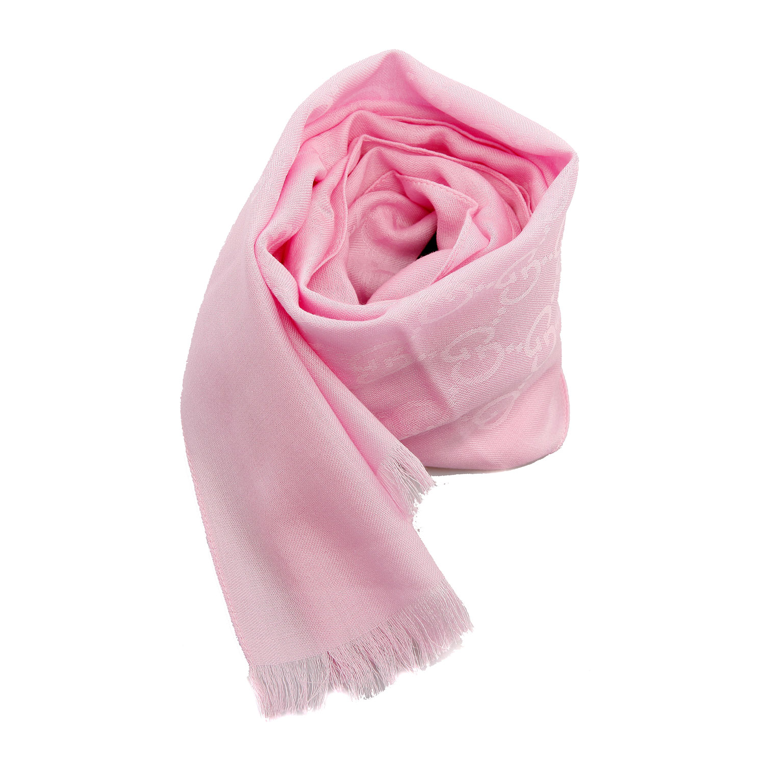 gucci(古琦)女士粉色logo丝巾