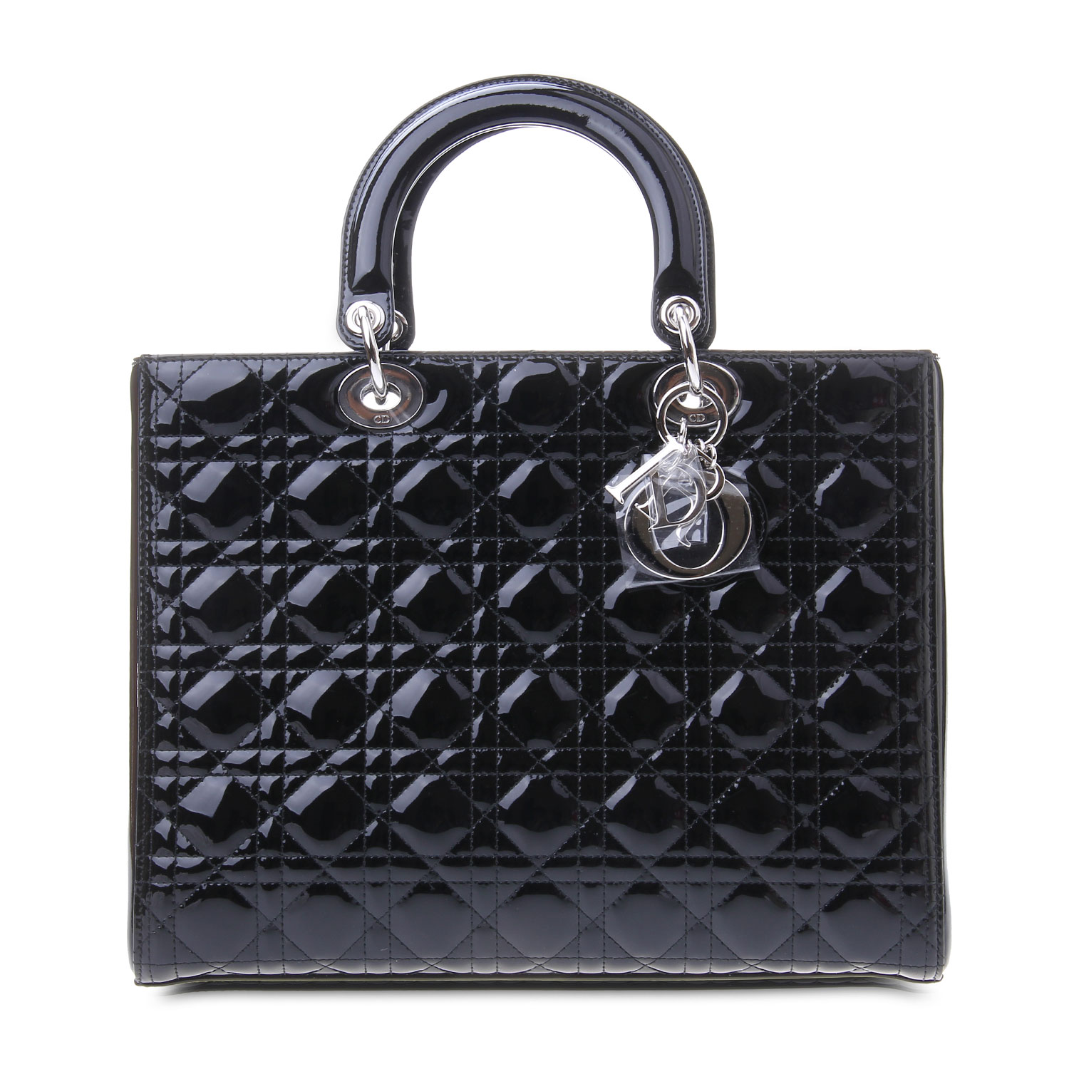 dior(迪奥) 黑色漆皮中号戴妃包