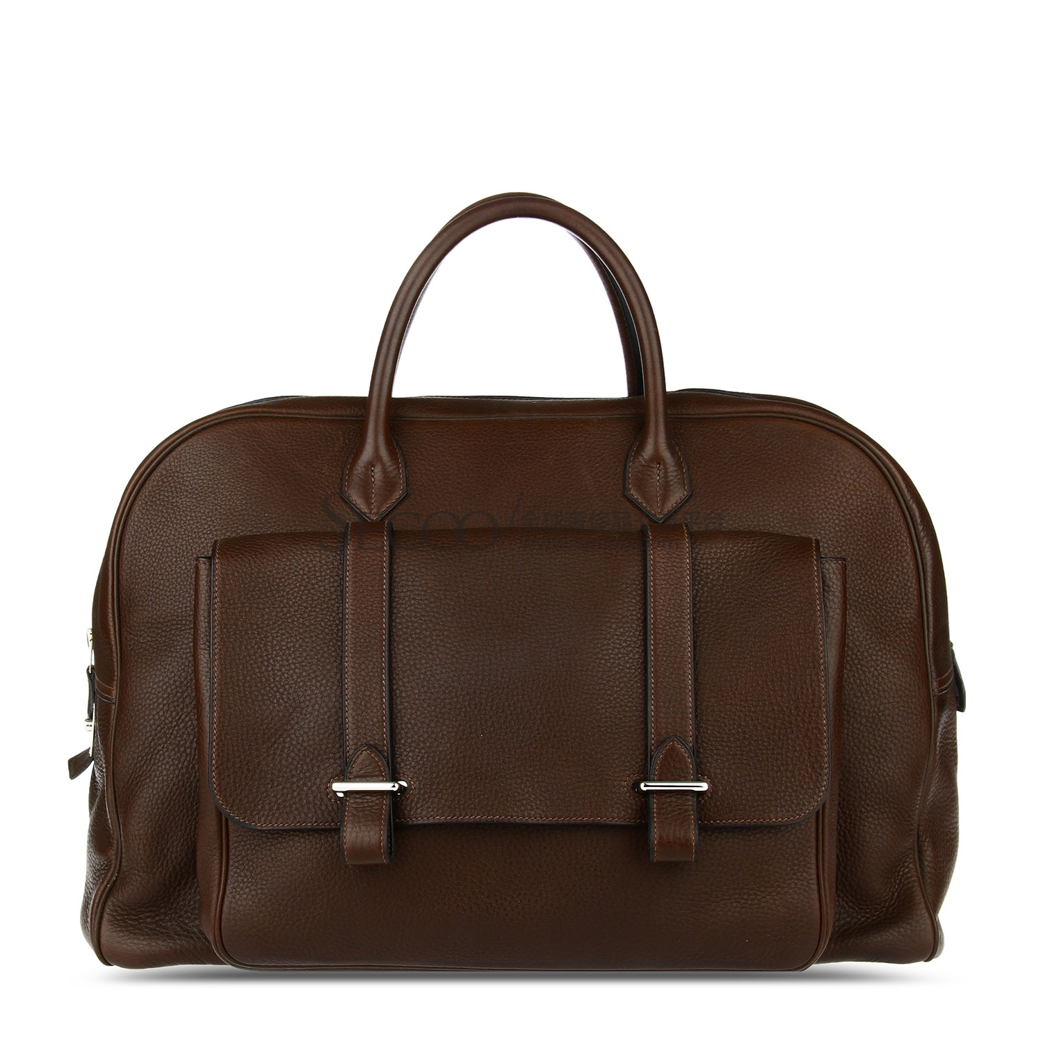 hermes(爱马仕) 深咖色皮质旅行包