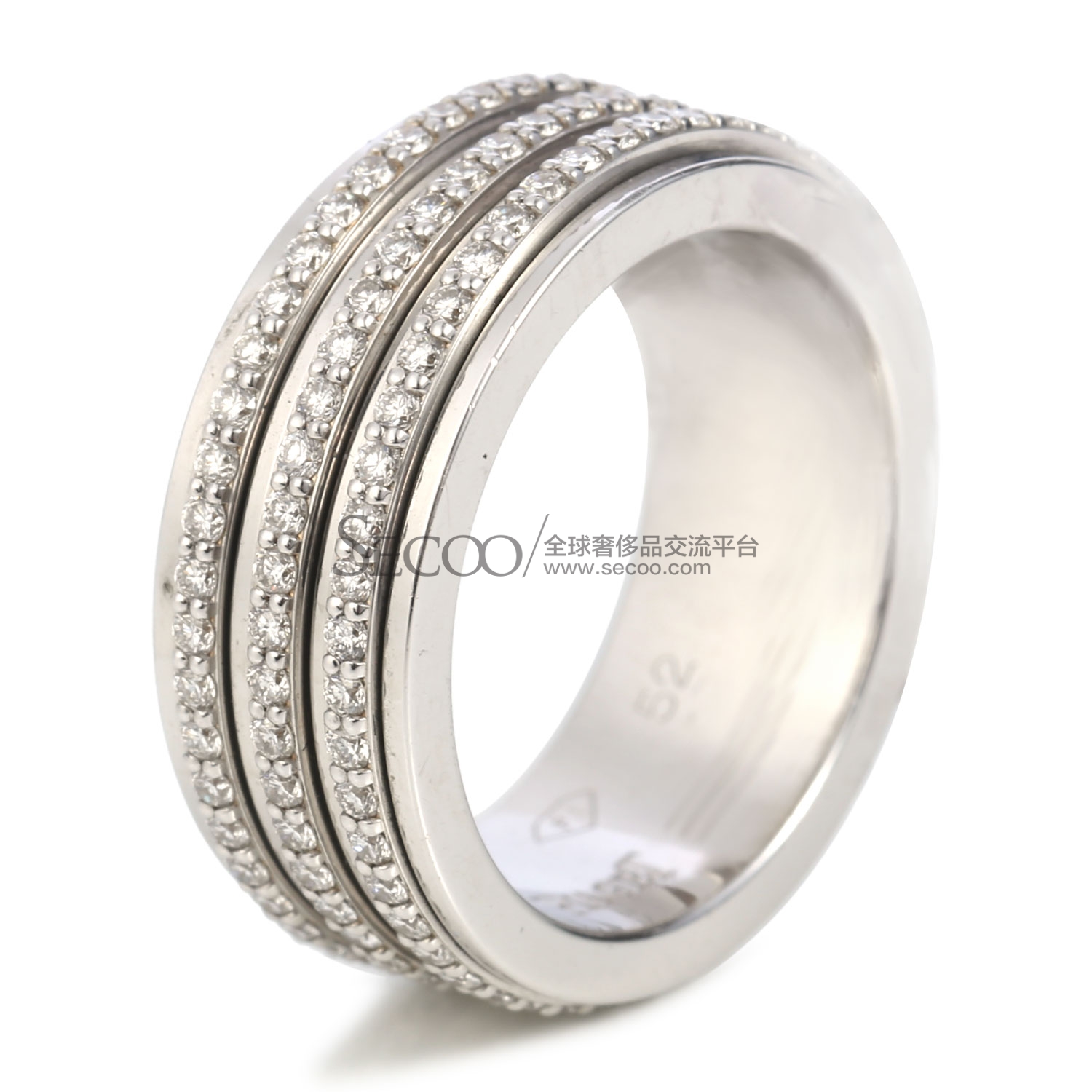 piaget(伯爵) 18k白金三环满钻戒指52