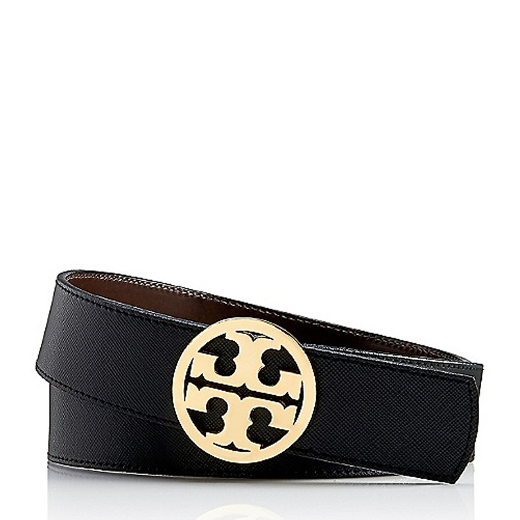 tory burch(托里·伯奇) tb logo黃色牛皮壓紋女士皮帶50005206