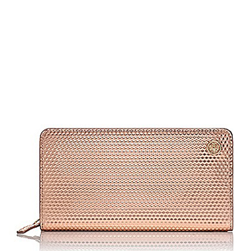 托里伯奇tory burch 香槟色 金属感 长款钱包 手包12149003