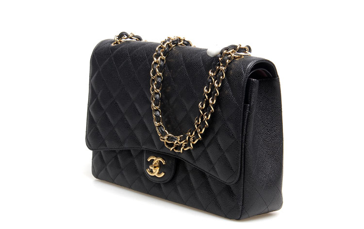 chanel(香奈儿)黑色荔枝皮双c金链女包hyj