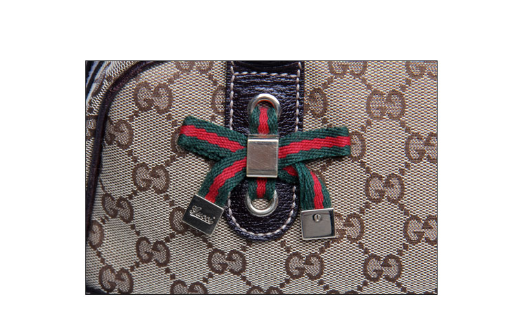 gucci(古琦)棕色logo帆布女士单肩包