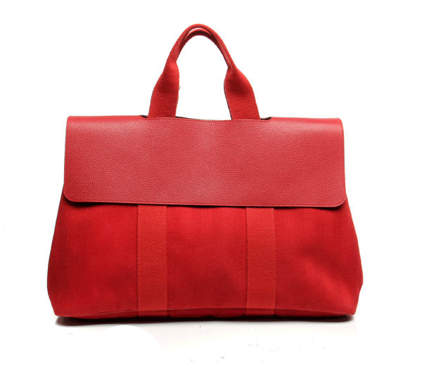 hermes(爱马仕) 红色帆布女士单肩包