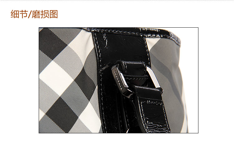 burberry(巴宝莉)黑白格纹帆布女士单肩包*